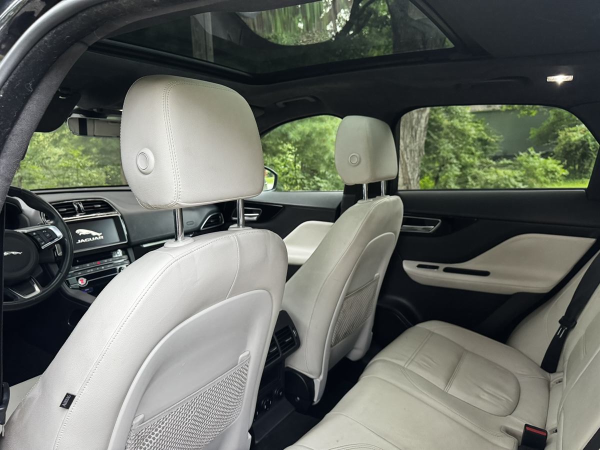 Jaguar rear cabin, cream seats and headliner after detailing